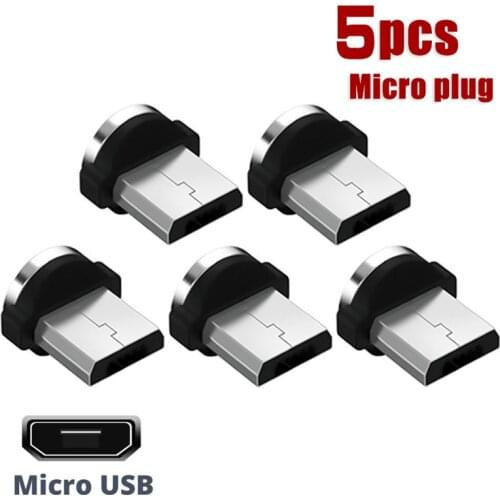5Pcs 360 Rotation Magnetic Micro USB Plug Tips For Mobile Phone Replacement Part Durable Converter Charging Cable Adapter