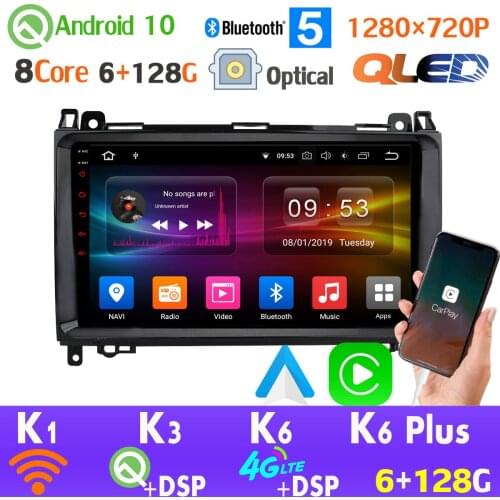 6G+128G Android 10 QLED 1280*720P For Mercedes Benz A-Class W169 B-Class W245 Sprinter Viano Vito GPS Radio Head Unit AHD 1080P