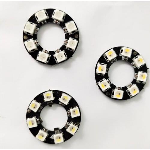 8Bits 8LEDS ring LEDs SK6812 ring WS2812B ring 5050 RGB LED light beads Ring Light with Integrated Module DC5V black PCB