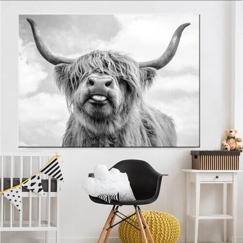 Highland Cow diamond mosaic pattern black white 5d Diy Diamond painting animal Diamond Embroidery nordic painting