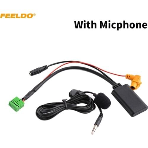 FEELDO Car Wireless Bluetooth Module MMI 3G AMI Aux Audio Cable With Micphone For Audi Q5 A6L A4L Q7 A5 S5 AUX Cable #HQ6193