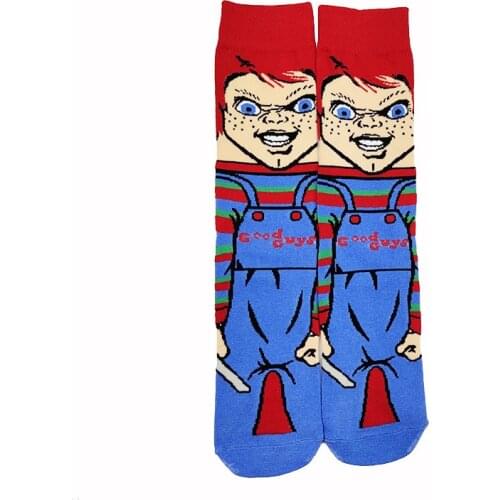 BG357 1 Pair New Cotton Men Women Crew Socks Funny Horror Novelty Cartoon Anime Socks Skateboard Sock Gift