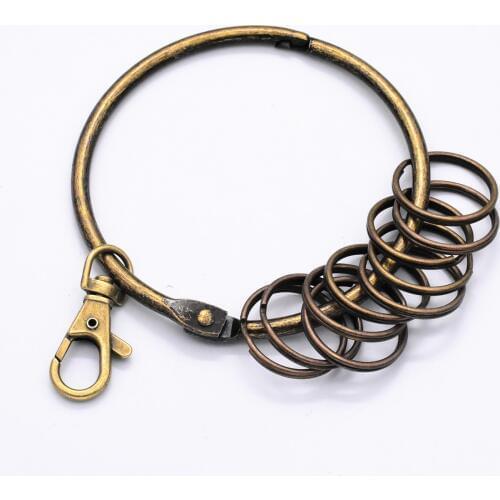 Antique Bronze Plated Big Keyring with Lobster Buckle and Ten 25mm Rings For Making Personality KeyChain