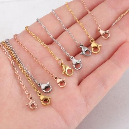 5pcs/lot 316L Stainless Steel 45cm Length 1 1.5 2mm Width Gold Steel Tone Rolo Link Chain Necklace with Double Loster Clasp