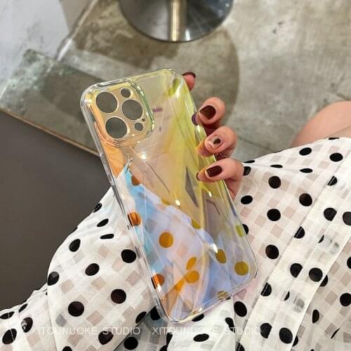Laser Clear Gradient Rainbow Phone Case For iPhone 11 Pro Max 12 Mini X XR XS 7 8 Plus SE2020 Luxury Fashion Soft TPU Back Cover