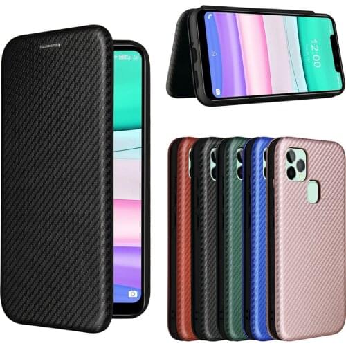 For Oukitel C22 Case Luxury Flip Carbon Fiber Skin Magnetic Adsorption Case For Oukitel C22 C 22 OukitelC22 Phone Bags