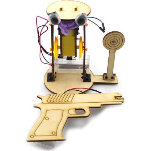 DIY Aim Shooting Gun Handmade Toys Physical Gizmo Building Blocks Kits Solar Energy Assembled Toy Teaching Tool