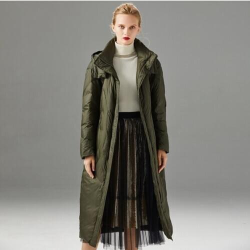 Long female new style down jacket winter hooded duck down womens coats new arrival slim medium clothes lady hot sale overcoats