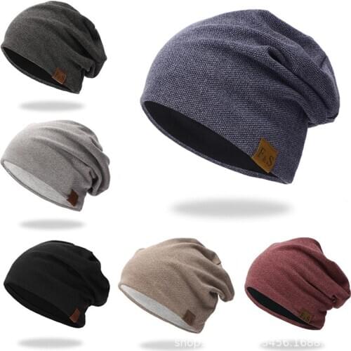 Double-layer lightweight warm stretch knitted cotton hat autumn and winter sports hat casual men and women knitted hat