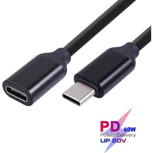 60W Type-c Male To Female Extension Cable 0.2/1/1.5m USB C Type-C PD Cord Gold-plated Extensor Adapter Wire