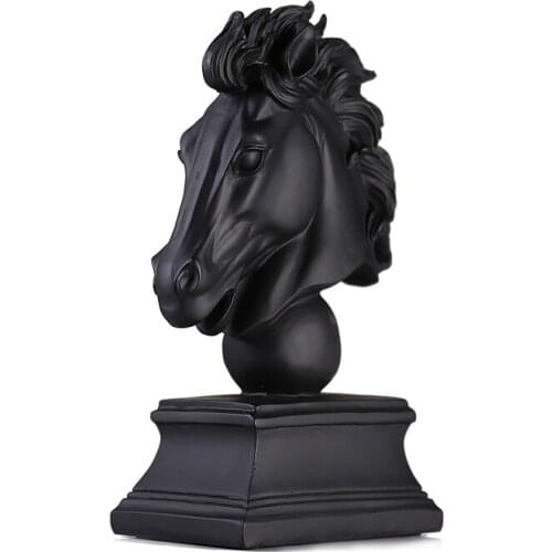 CREATIVE BLACK HORSEHEAD ORNAMENTS NORDIC RESIN ANIMAL MODERN LIVING ROOM STUDY HOME MODEL ROOM SOFT DECORATIONS