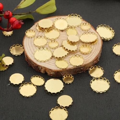 Brass Ring Setting Lace round Oval Ring Gem Tray Antique DIY Handmade Hairpin DIY Material Package silver alloy charms