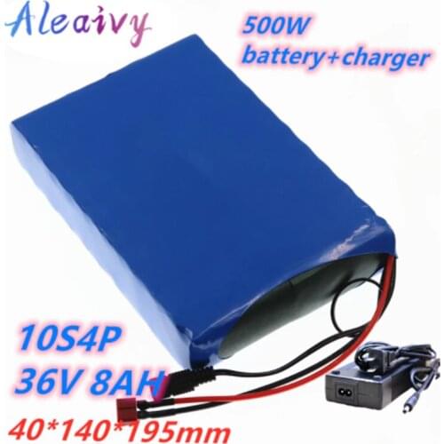 Aleaivy NEW 36V 8Ah 500w 10S4P lithium ion rechargeable battery pack 42v electric bicycle electric car with 15A discharge BMS