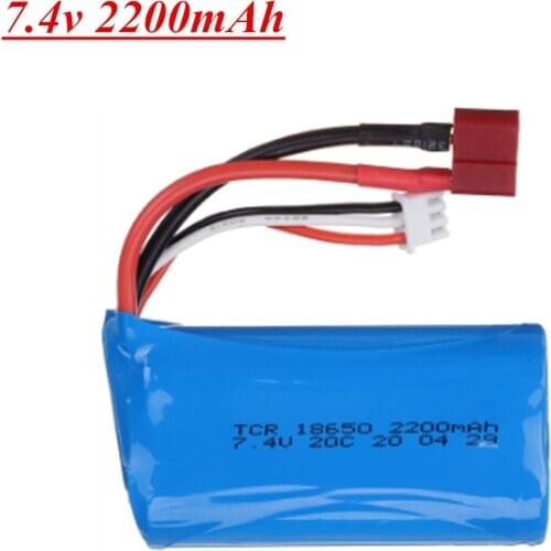 7.4V 2200mah lipo Battery 18650 2S T Plug for Q46 Wltoys 10428 /12428/12423 RC Car Spare Accessories 7.4V battery 1pcs to 5pcs