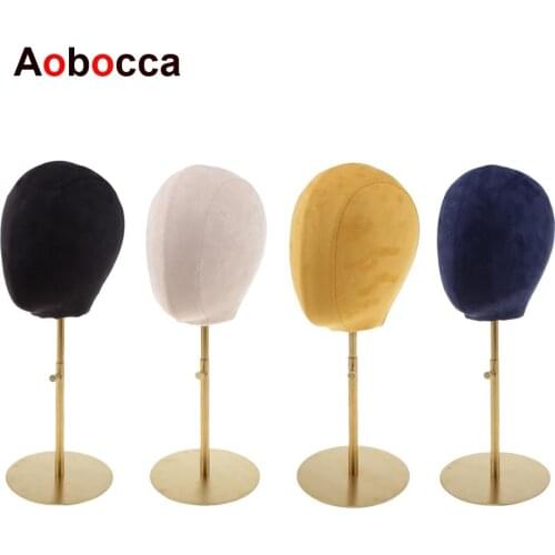 Aobocca Mannequin Manikin Head Wig Hat Making Display Stand Premium Suede Cork Block