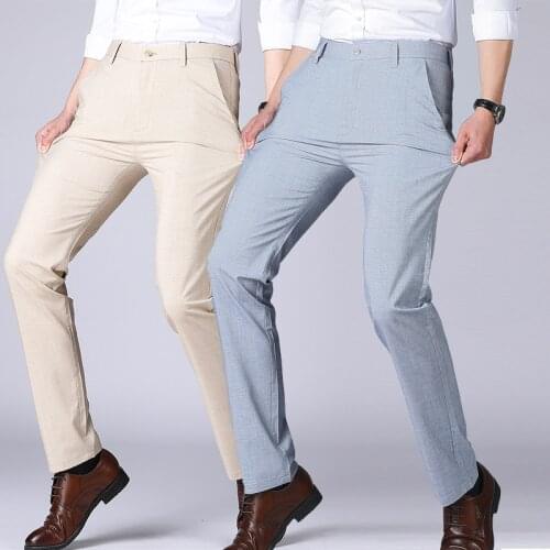 2021 Brand Summer New Mens Trousers Leisure Pants Middle-aged Pants for Male Flax Thin Casual WearThin Men Trousers For Men