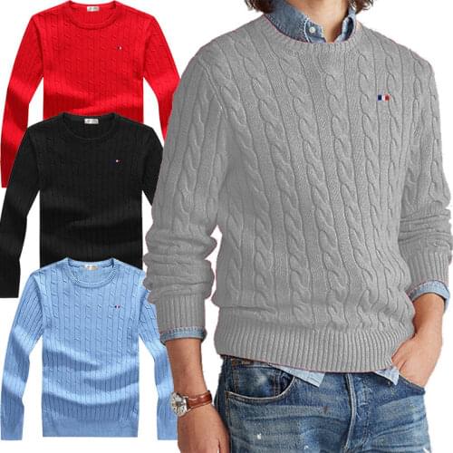 High Quality Autumn 100% Cotton Winter Mens Long Sleeve Pullovers Sweaters Casual Knitted Clothing Fashion Slim Male Tops Y85
