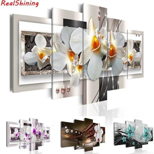 5pcs diy Diamond Painting Cross Stitch Flowers full square Diamond Mosaic beaded Embroidery Rhinestones H1412