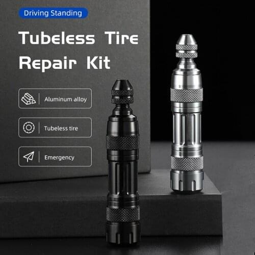 Tubeless Bike Tire Repair Kit Aluminum Alloy Easy to Carry Repair Tire Puncture with 5 Strips 3 Tools Tire Repair Tools B2Cshop