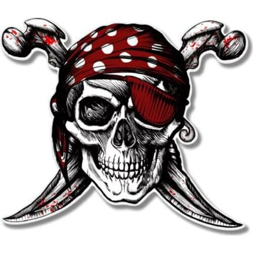 Dawasaru Pirate Skull Jolly Roger Car Sticker Waterproof Decal Laptop Suitcase Truck Motorcycle Auto Accessories PVC,12cm*10cm