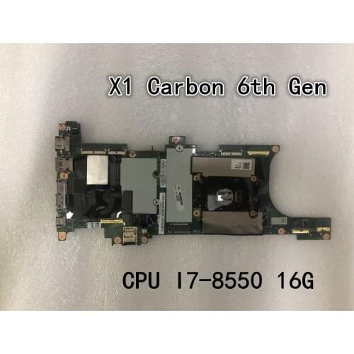 Original laptop Lenovo Thinkpad X1 Carbon 6th Gen Type 20KH 20KG motherboard i7-8550U 16GB RAM 01YR210