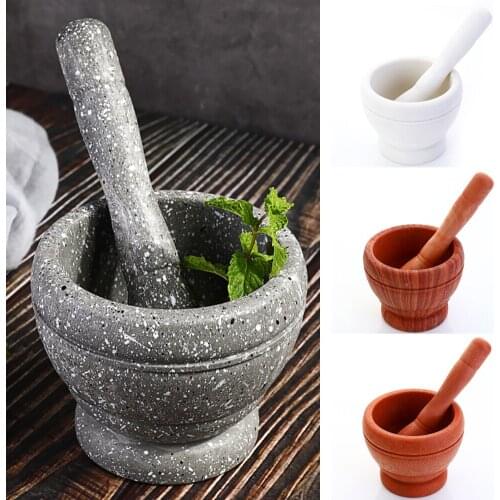 Mortar Pound Garlic Pestle Spice Crusher Resin Bowl Tough Foods Pepper Ginger Herbs Garlic Grinder Spices Tool Free Fruit Peeler