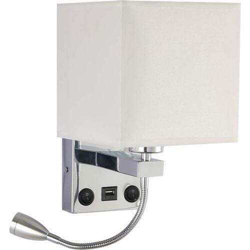 Modern LED Wall Lamp Bedside Bedroom Applique Sconce with Switch USB Interior Headboard Home Hotel Wall Lights(Without Bulbs)