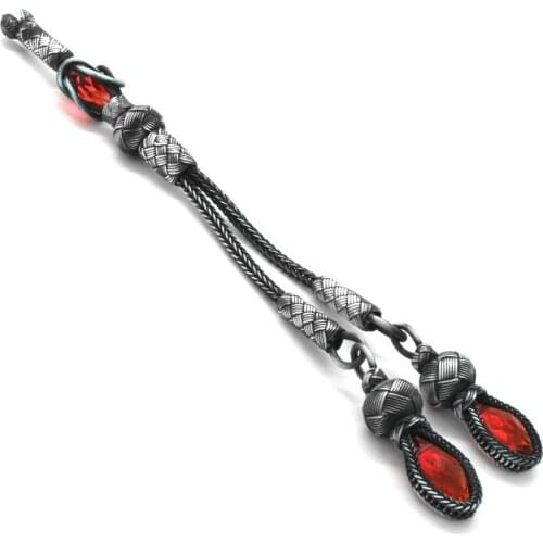 Tesbihane 2li with Red Cubic Zirconia 1000 Sterling Silver Kazaz Tassel