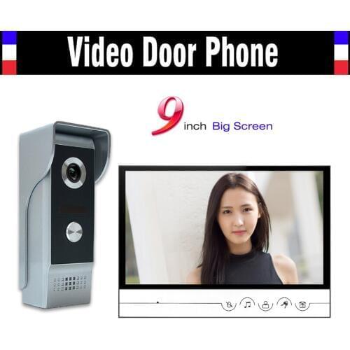 9 inch big monitor video intercom system video door phone doorbell doorphones kit IR night vision Aluminum Alloy Camera Doorbell