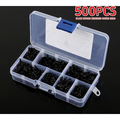 500pcs M3 Pan Head Tapping Screw Cross Head Carbon Steel Cross Round Pan Head Self-tapping Wood Screw Self Tapping Screw Set