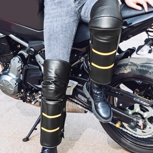 High-Grade Motorcycle Scooters Bike Leg Warmer Knee Pad Durable Long Compression Leg Sleeves Braces Windproof Knee Guard Mat Pad