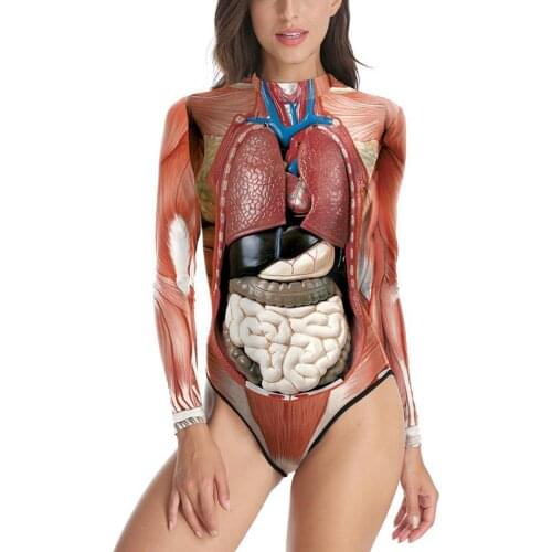 Funny Realistic Human Internal Jumpsuit Halloween Stage Performance Costume Human Organ Bodysuit Halloween Novelty Clothing