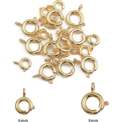 5/20pcs Copper 18K Gold Plated Spring Ring Clasp With Open Jump Ring Clasp For Chain Necklace Connectors Jewelry Making