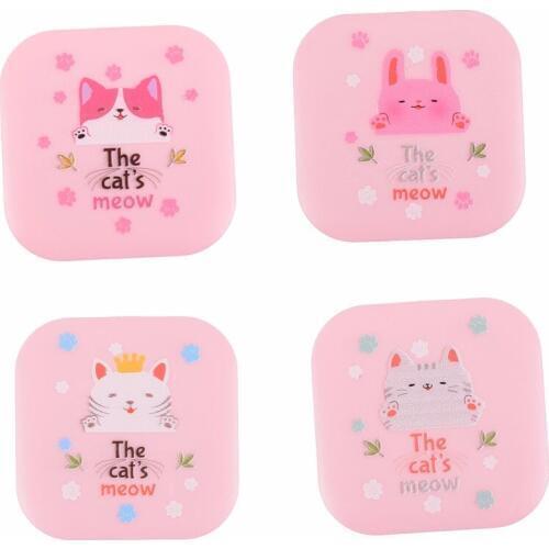 1SET Cute Unisex Cartoon Animals Travel Contact Lens Case Pink Color Companion Box Contact Lenses Box Eyes Care Kit Holder