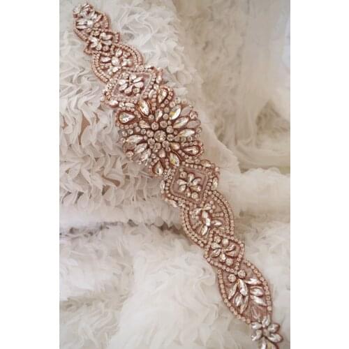 1 Piece Rose Gold Rhinestone Sash Belt Bridal Sash Belt Rose Gold Rhinestone Sash Craft Bridal Sash