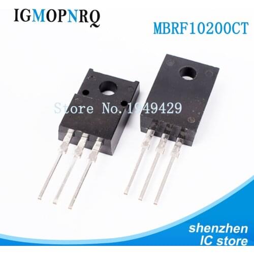 10pcs MBRF10200CT 10200CT MBRF10200 Schottky & Rectifiers 10A 200Vrrm 110A 0.91Vf TO-220F new