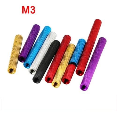 10Pcs M3 Knurled Aluminum Alloy Round Coupling Nuts Threaded Sleeve Rod Bar Stud Long Nuts