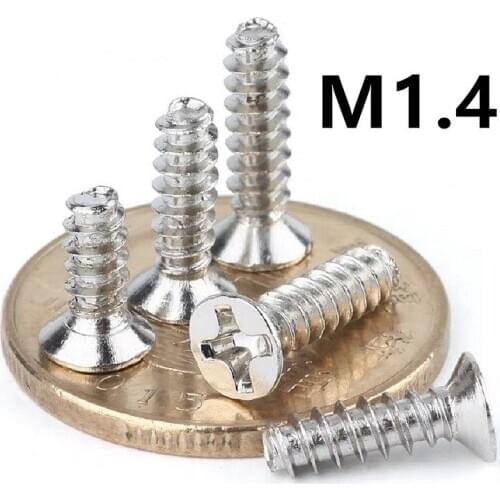 1000pcs/lot M1.4x3/4/5/6mm KB nickel-plated cross countersunk head flat tail self-tapping screw