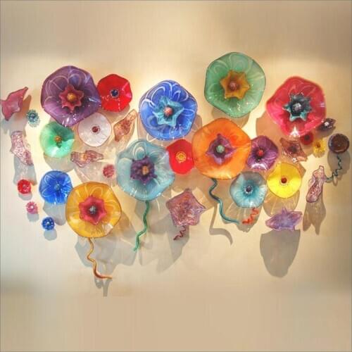 2 Layers Wall Light Hand Made Blown Glass Plates for Wall Decoration Customized Gallery Murano Glass Hanging Plates Wall Art