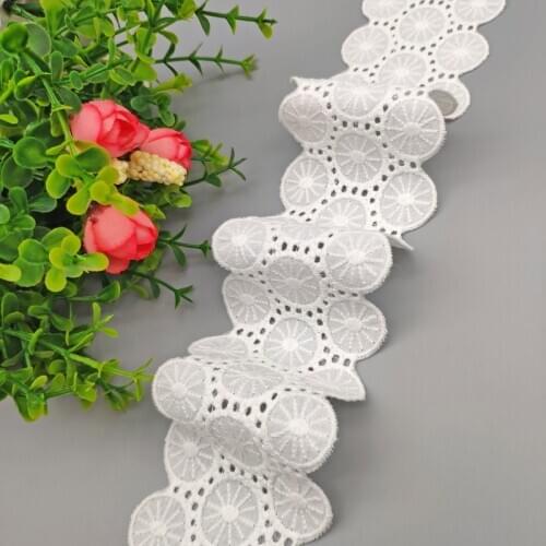 20Meters/Lot 60MM Hollow Out Sunflower Embroidered Beige White Lace Ribbon DIY Crafts Material Sewing Fabric Home Textile Decor