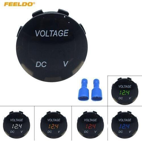 20Pcs Waterproof 5-Color LED Digital Display Voltmeter Socket For Auto Motorcycle Car Round Panel Voltage Meter Gauge Tester