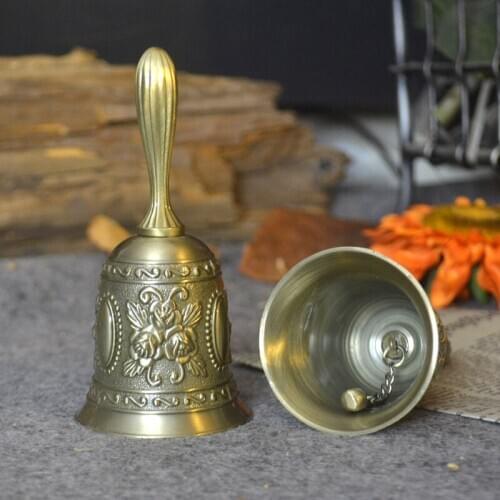 5.5x11.5cm Zinc alloy Rose Pattern Dinner Hotel Hand Bell Christmas gifts calls bell bar counter dining hall table bell