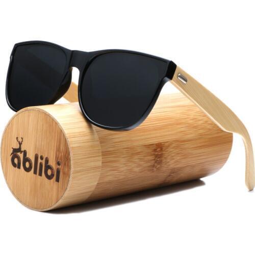 Ablibi Bamboo Wood Polarized Sunglass Ladies Unique Handmade Bamboo Glasses in Bamboo Tube Box oculos de sol masculino