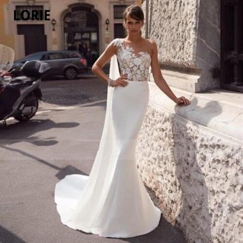 ANGELSBRIDEP One-Shoulder Chiffon Mermaid Wedding Dresses 2021 Vestido De Noiva Fashion Appliques Court Train Formal Bride Dress