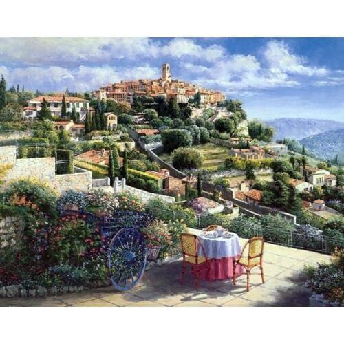 Free shipping Mediterranean style leisure garden landsacpe oil painting canvas prints printed on canvas art decoration picture