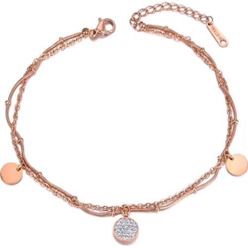 Bohemia Double Layers Clay Crystal Tag Charm Bracelets For Women Stainless Steel Link Chain Bracelet Jewelry B19057