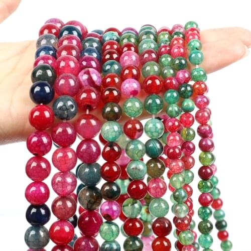 DIY Natural Stone Beads Smooth Tourmaline Agates Round Loose Spacer Bead for Jewelry Making Bracelets Necklace 4/6/8/10/12MM
