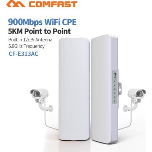 2pcs COMFAST CF-E313AC 5KM 900Mbps 5.8Ghz Outdoor Mini Wireless AP Bridge WIFI CPE Access Point 12dBi WI-FI Antenna Nanostation