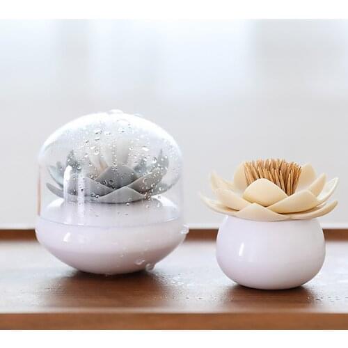 Flower Pattern Cotton Swab Holder Storage Container Toothpick Organizer Tube With Dust Cover Plastic Toothpick Storage Box