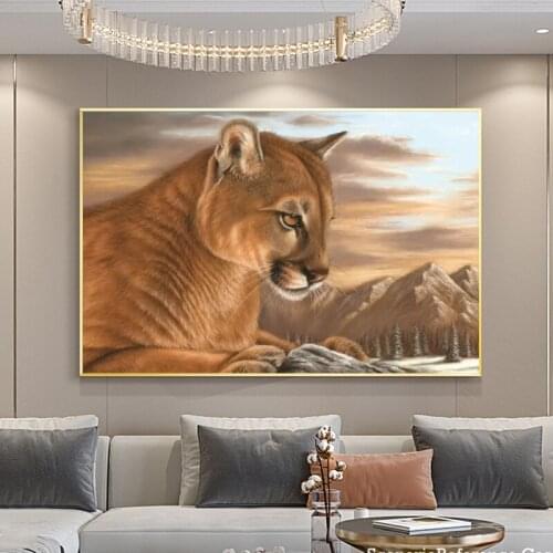 Wildlife Cougars Art Posters and Prints Lion Animals Canvas Painting on The Wall Art Pictures for Living Room Home Decor